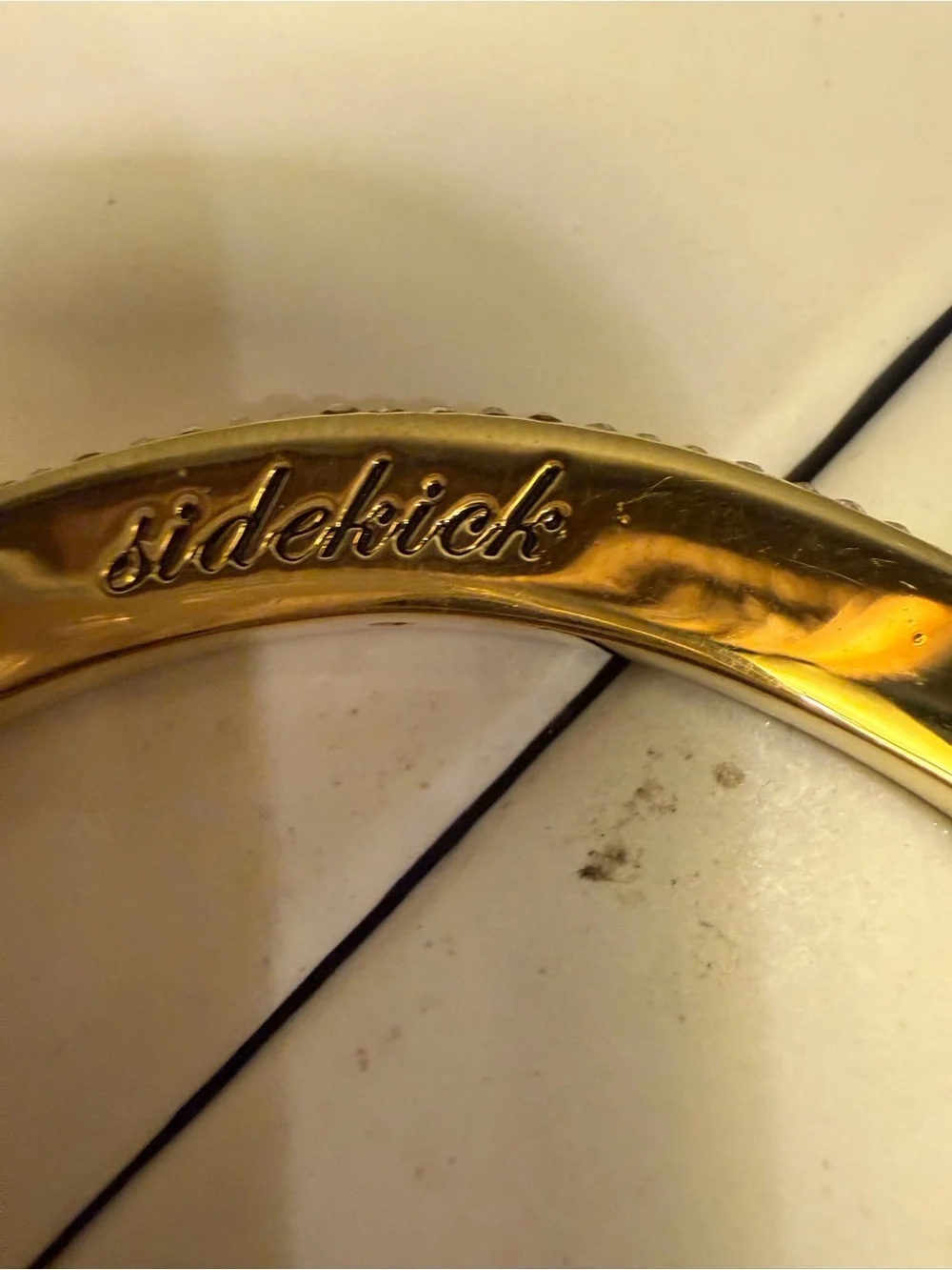 kate spade Sidekick Gold Crystal-Trim Hinged Bangle Bracelet - Picture 6 of 12